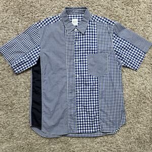 Sage De Cret Made In Japan Blue Plaid SS Button Up Shirt Men’s Size M